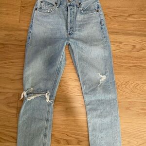 Agolde Riley high rise straight crop jeans in shatter 25